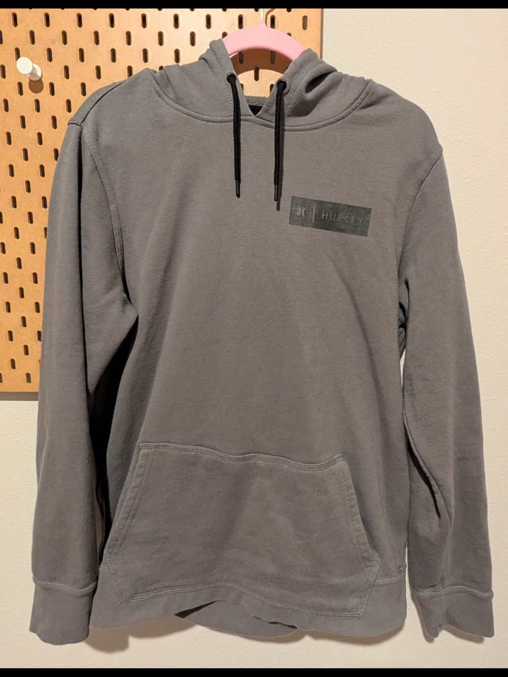 Hurley Men's Charcoal Gray Pullover Hoodie | Size L